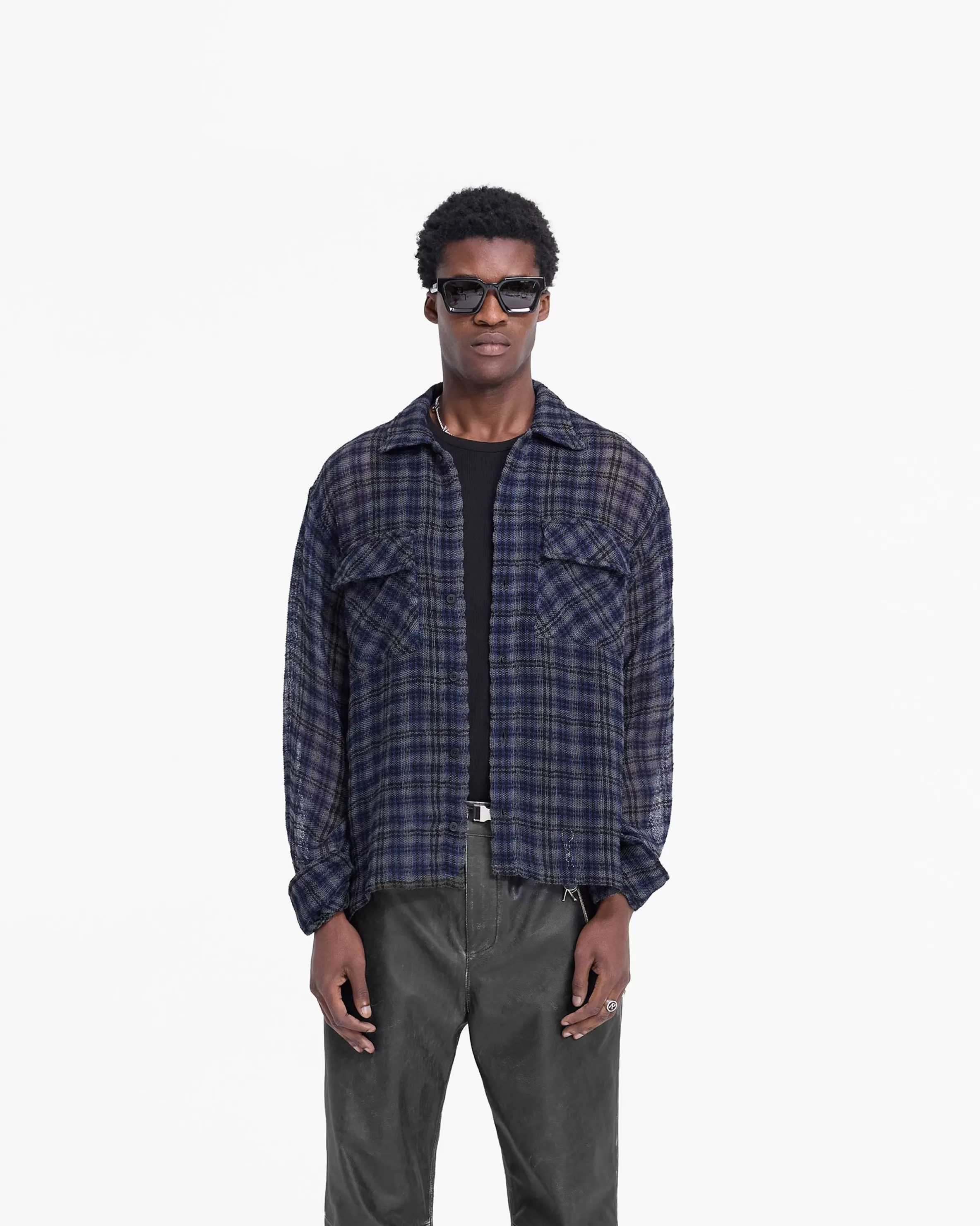 check_flannel_shirt__blue_check_2.webp Check Flannel Shirt - Blue Check^Represent Hot