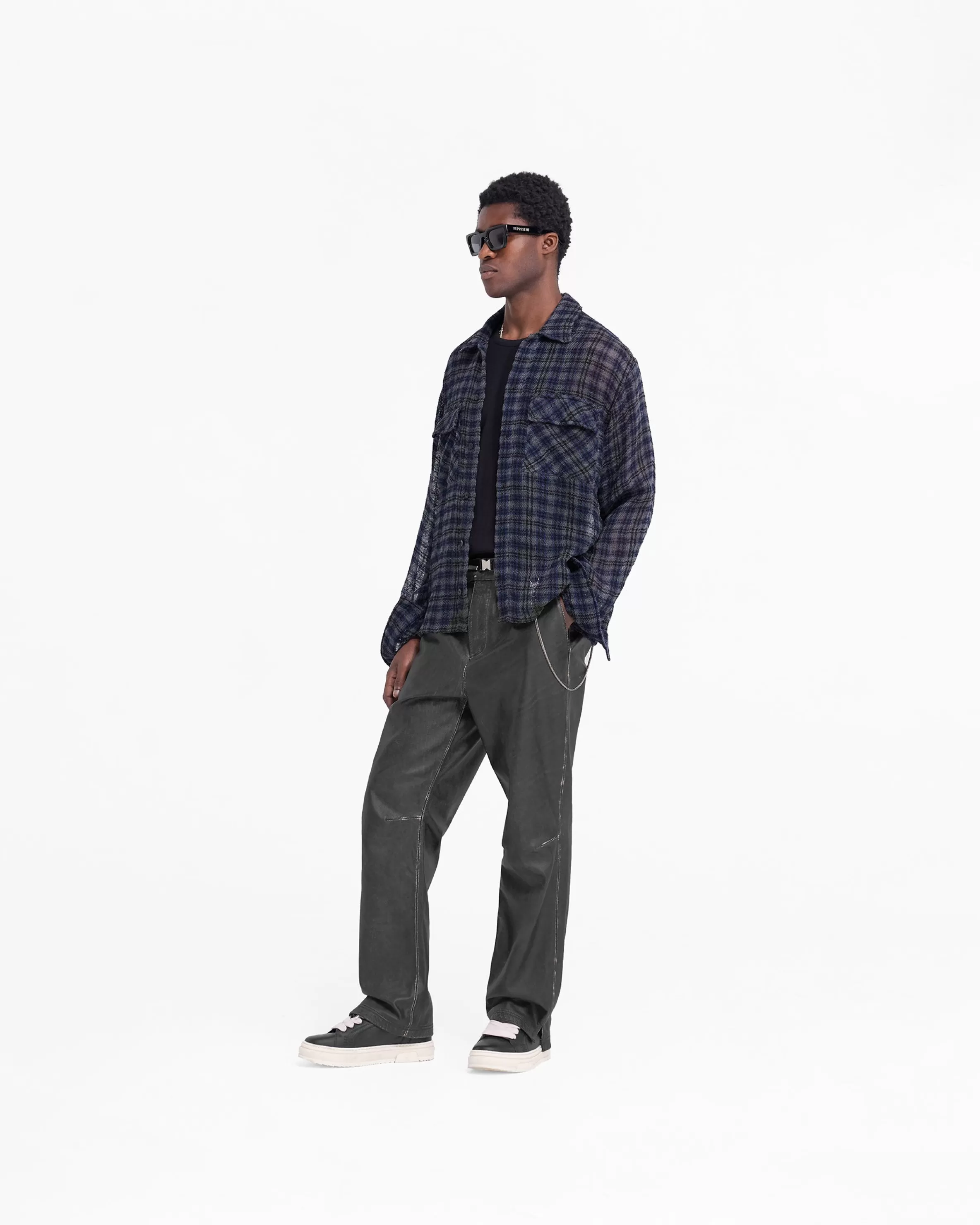 check_flannel_shirt__blue_check_5.webp Check Flannel Shirt - Blue Check^Represent Hot