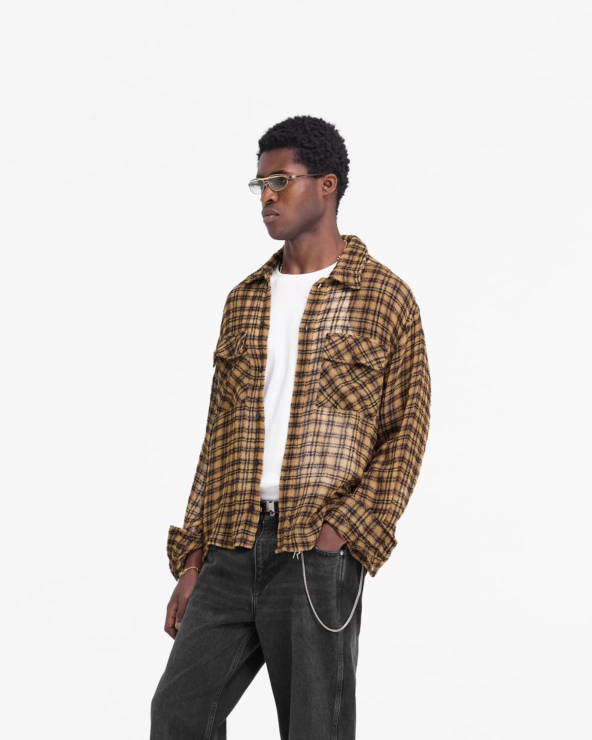Check Flannel Shirt - Yellow Check^Represent Flash Sale