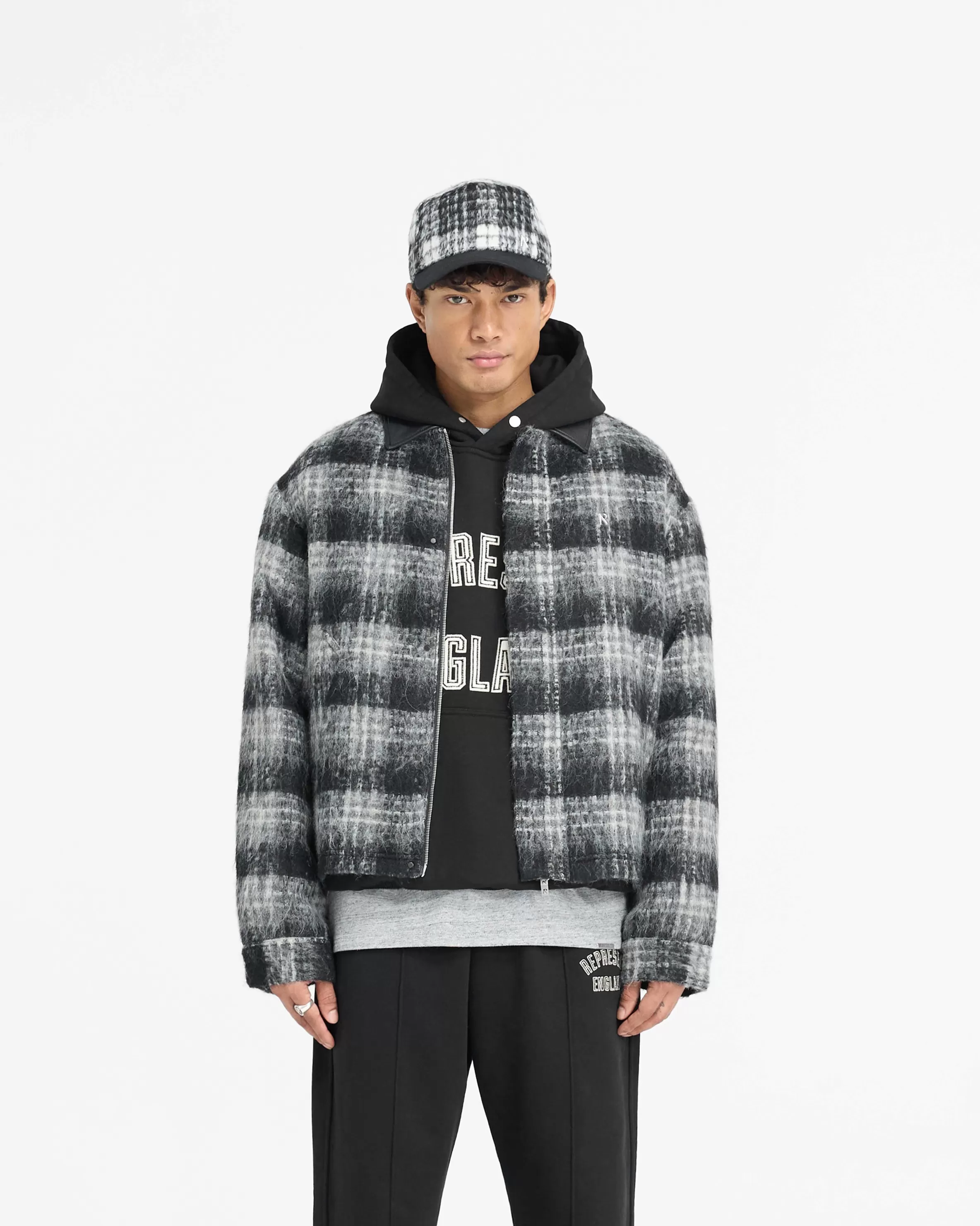 flannel_check_overshirt__jet_black_2.webp Flannel Check Overshirt - Jet Black^Represent Shop