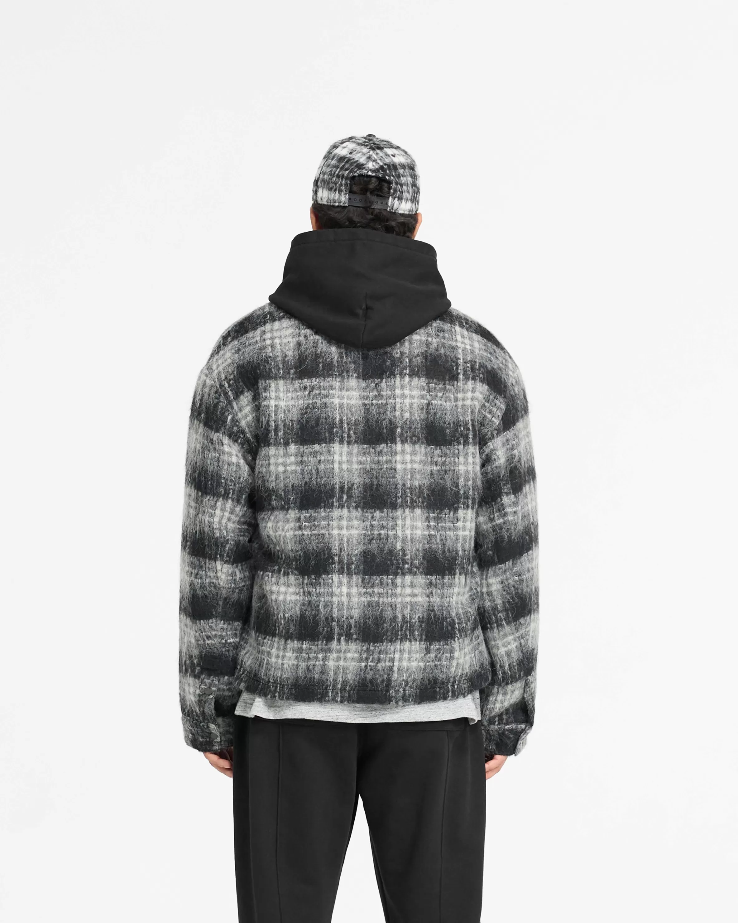 flannel_check_overshirt__jet_black_3.webp Flannel Check Overshirt - Jet Black^Represent Shop