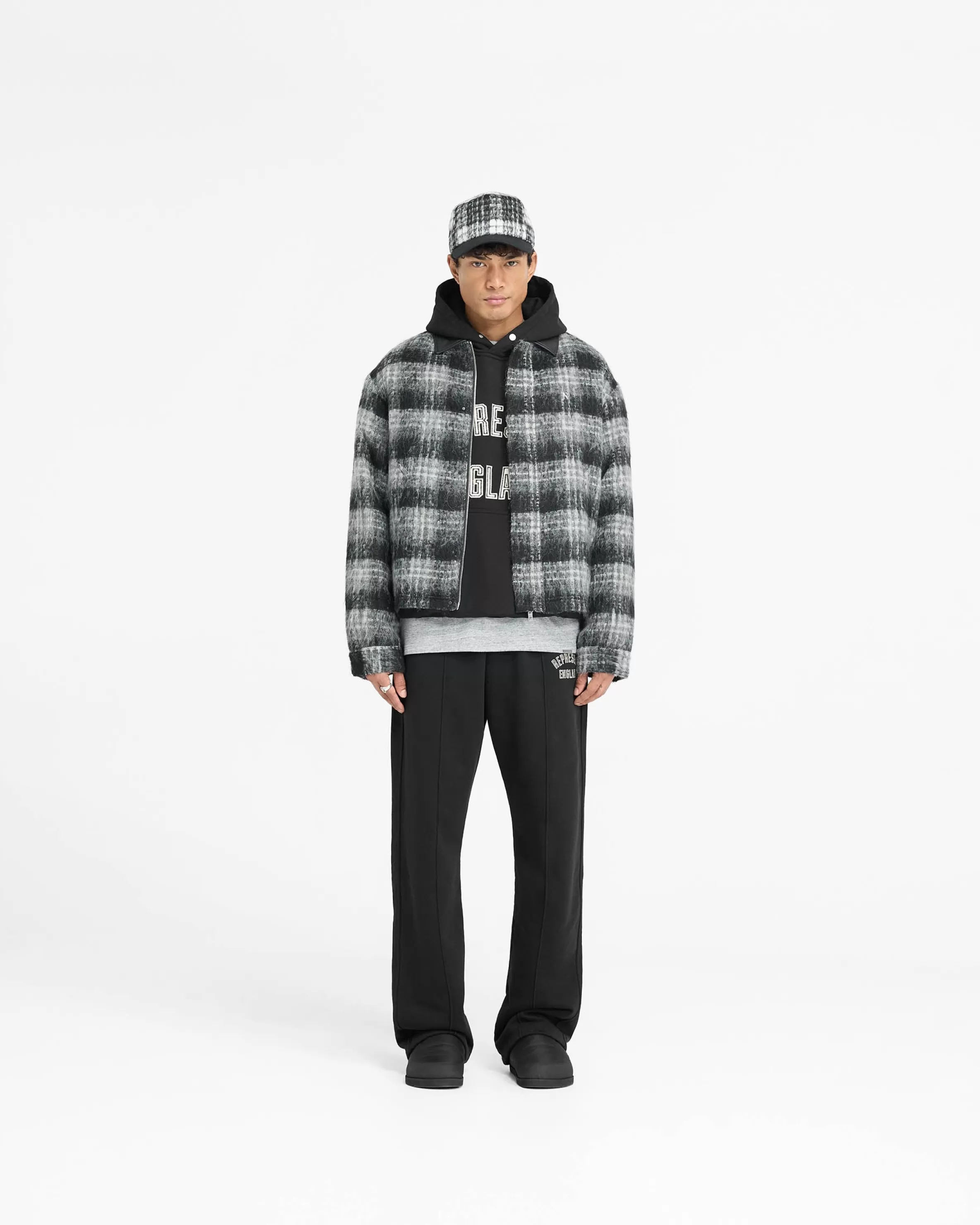 flannel_check_overshirt__jet_black_4.webp Flannel Check Overshirt - Jet Black^Represent Shop