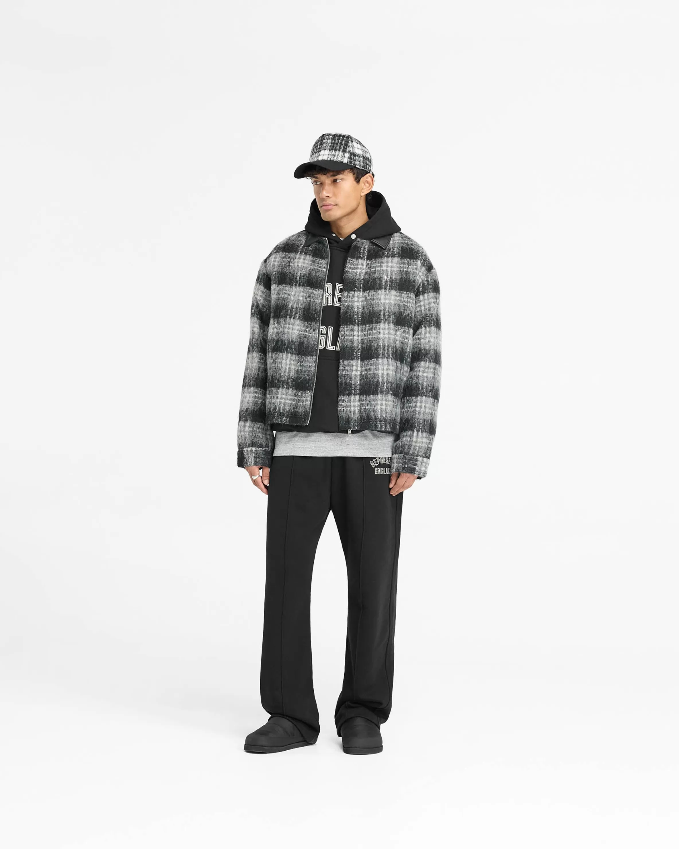 flannel_check_overshirt__jet_black_5.webp Flannel Check Overshirt - Jet Black^Represent Shop