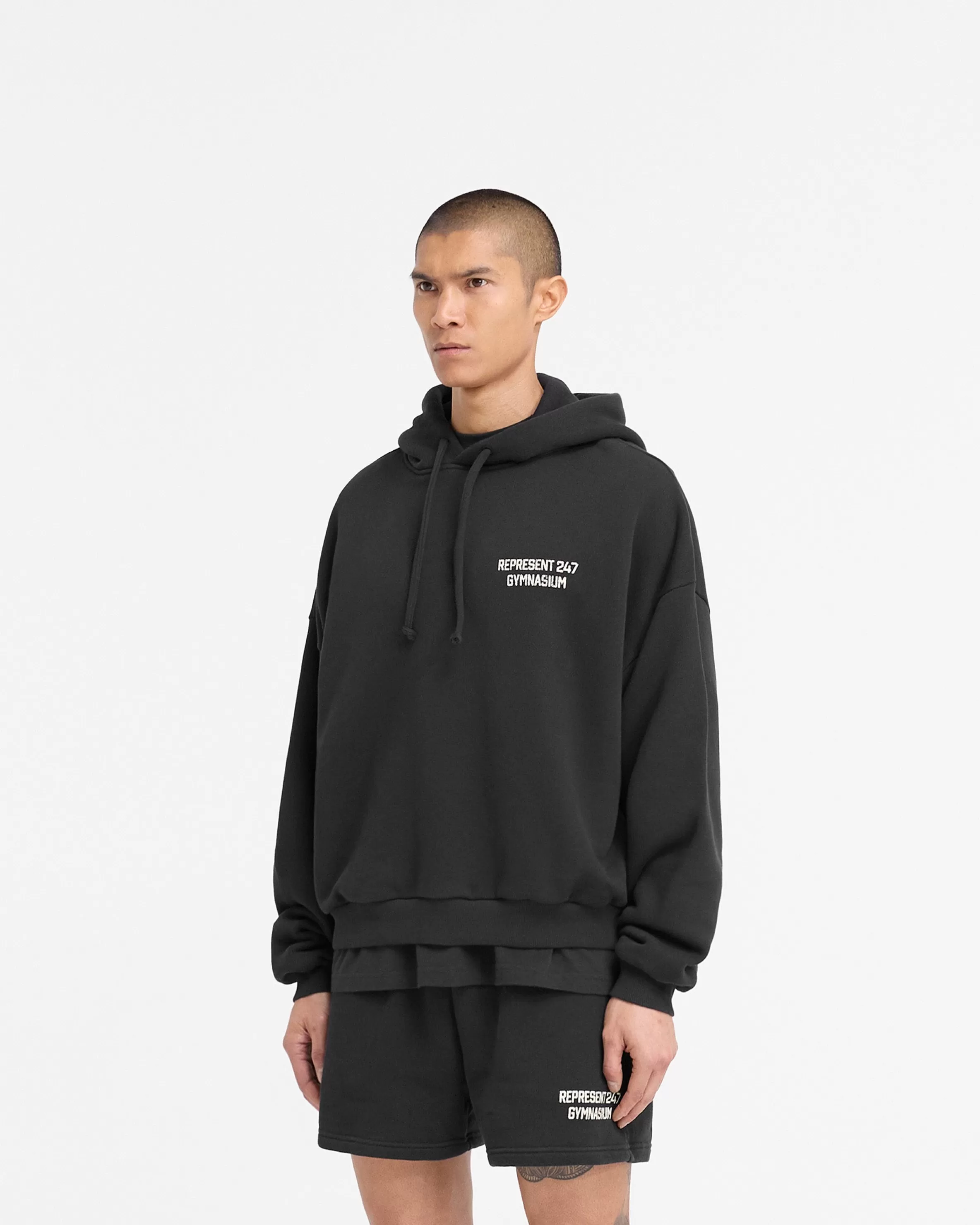 gymnasium_boxy_hoodie__off_black_3.webp 247 Gymnasium Boxy Hoodie - Off Black^Represent Outlet