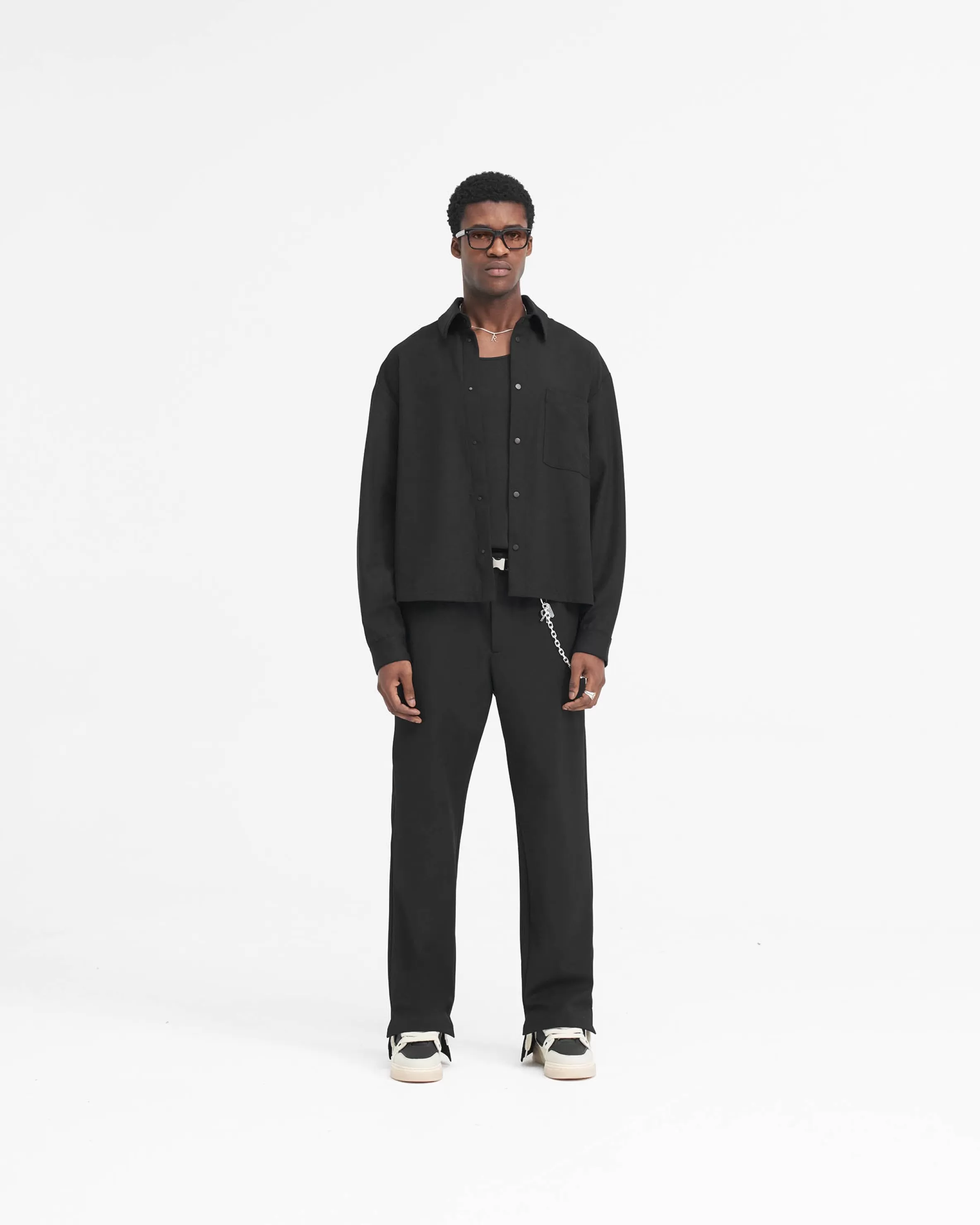 initial_cropped_dress_shirt__black_7.webp Initial Cropped Dress Shirt -^Represent Clearance