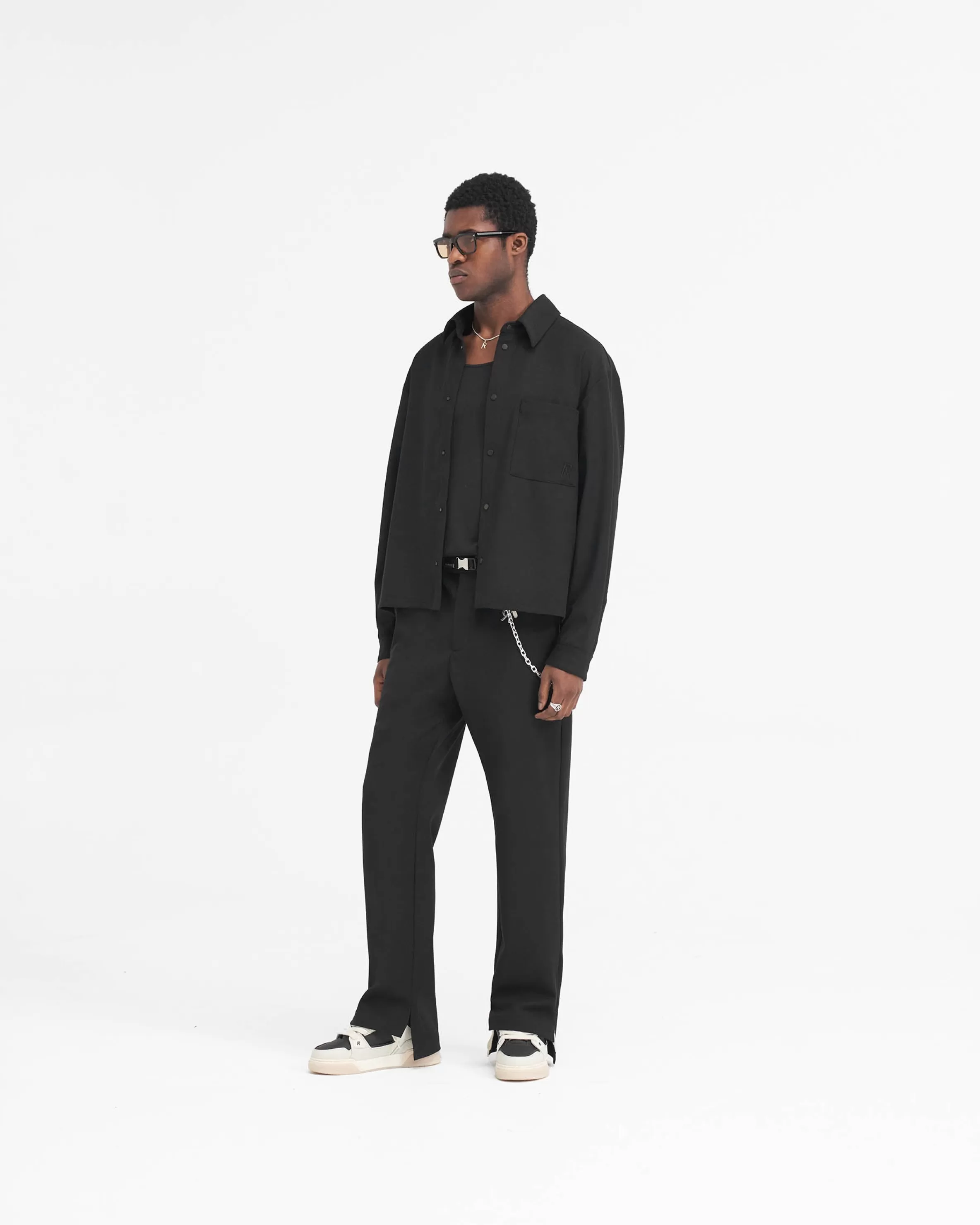 initial_cropped_dress_shirt__black_8.webp Initial Cropped Dress Shirt -^Represent Clearance