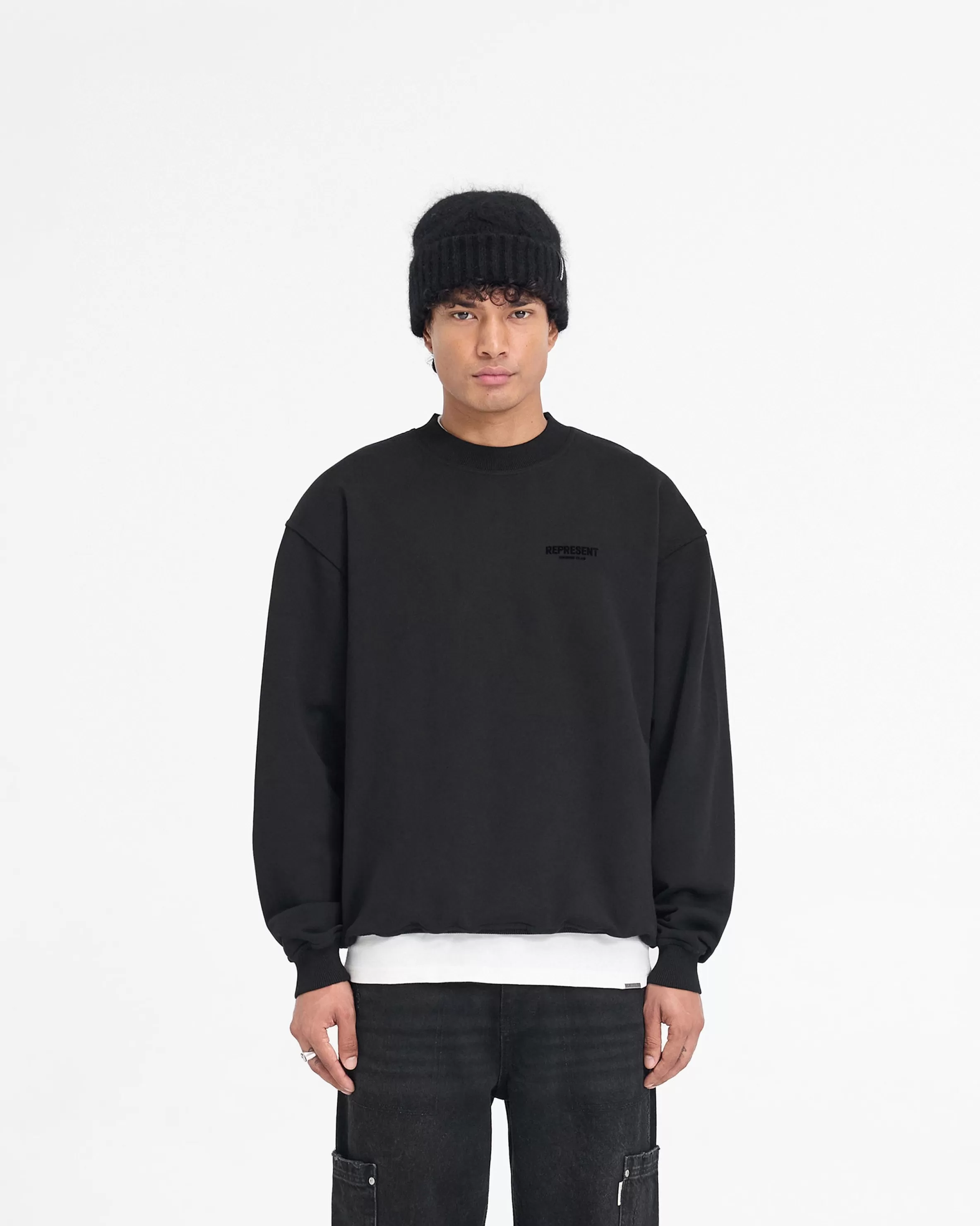 represent_owners_club_flocked_sweater__black_2.webp Owners Club Flocked Sweater -^Represent New