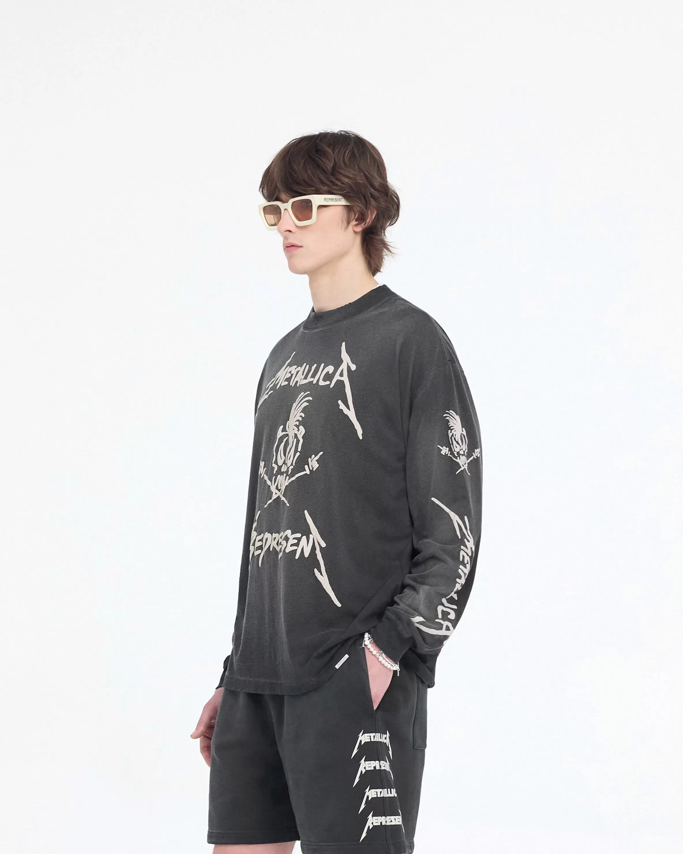 X Metallica™️ Garage Inc Long Sleeve T-Shirt - Stained Black^Represent Store