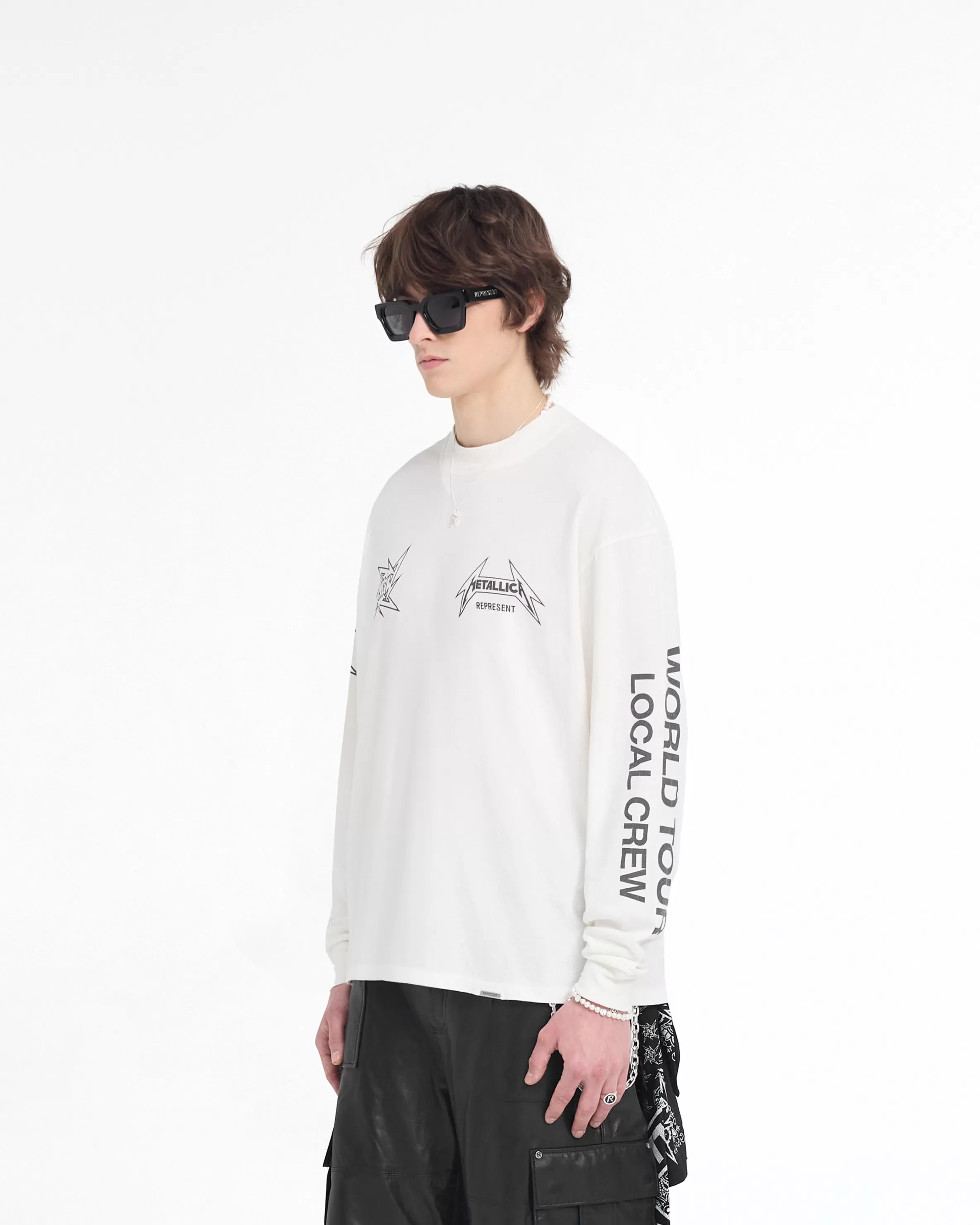 X Metallica™️ Local Crew Long Sleeve T-Shirt - Flat White^Represent Cheap
