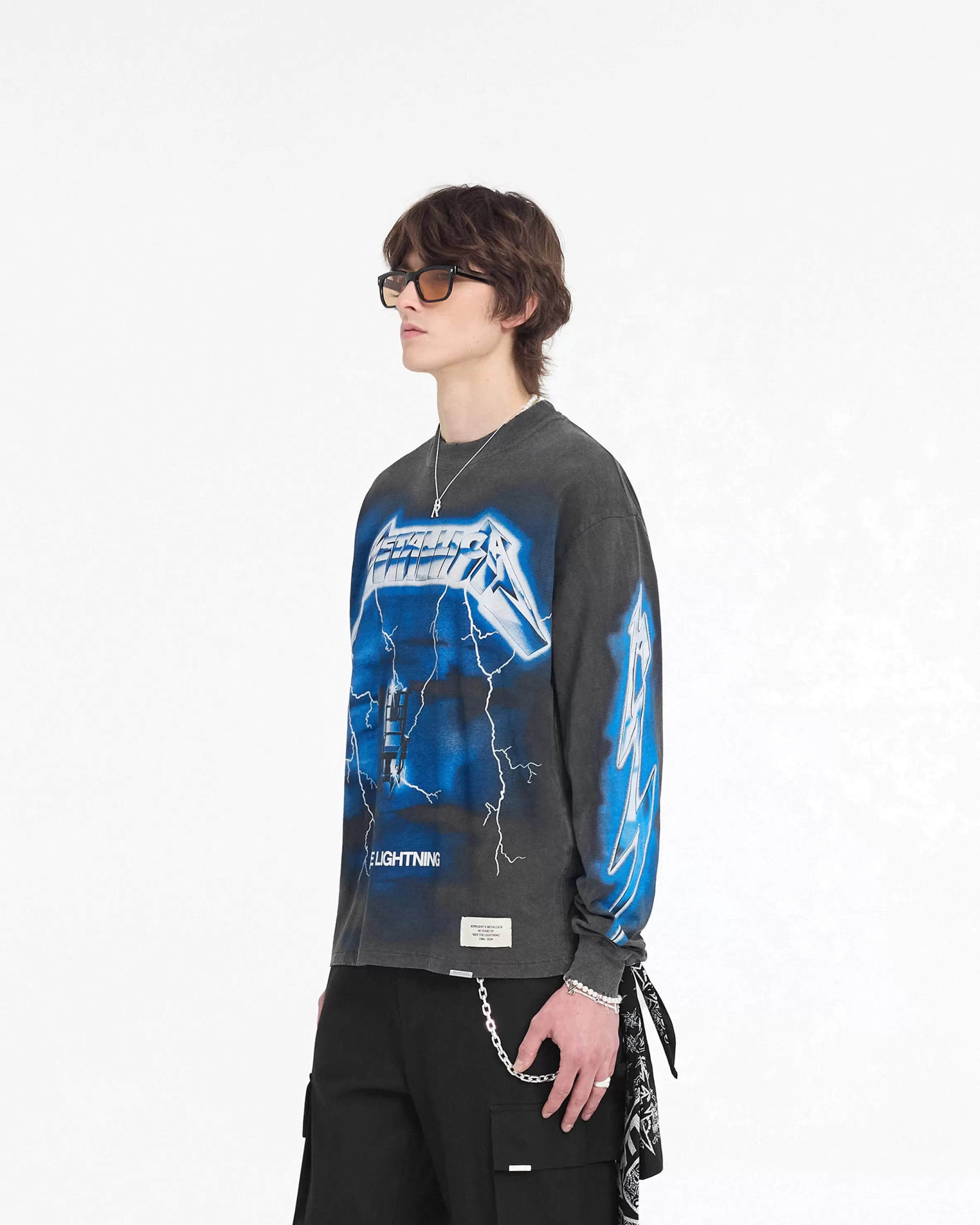 X Metallica™️ Ride The Lightning Long Sleeve T-Shirt - Vintage Grey^Represent Best Sale