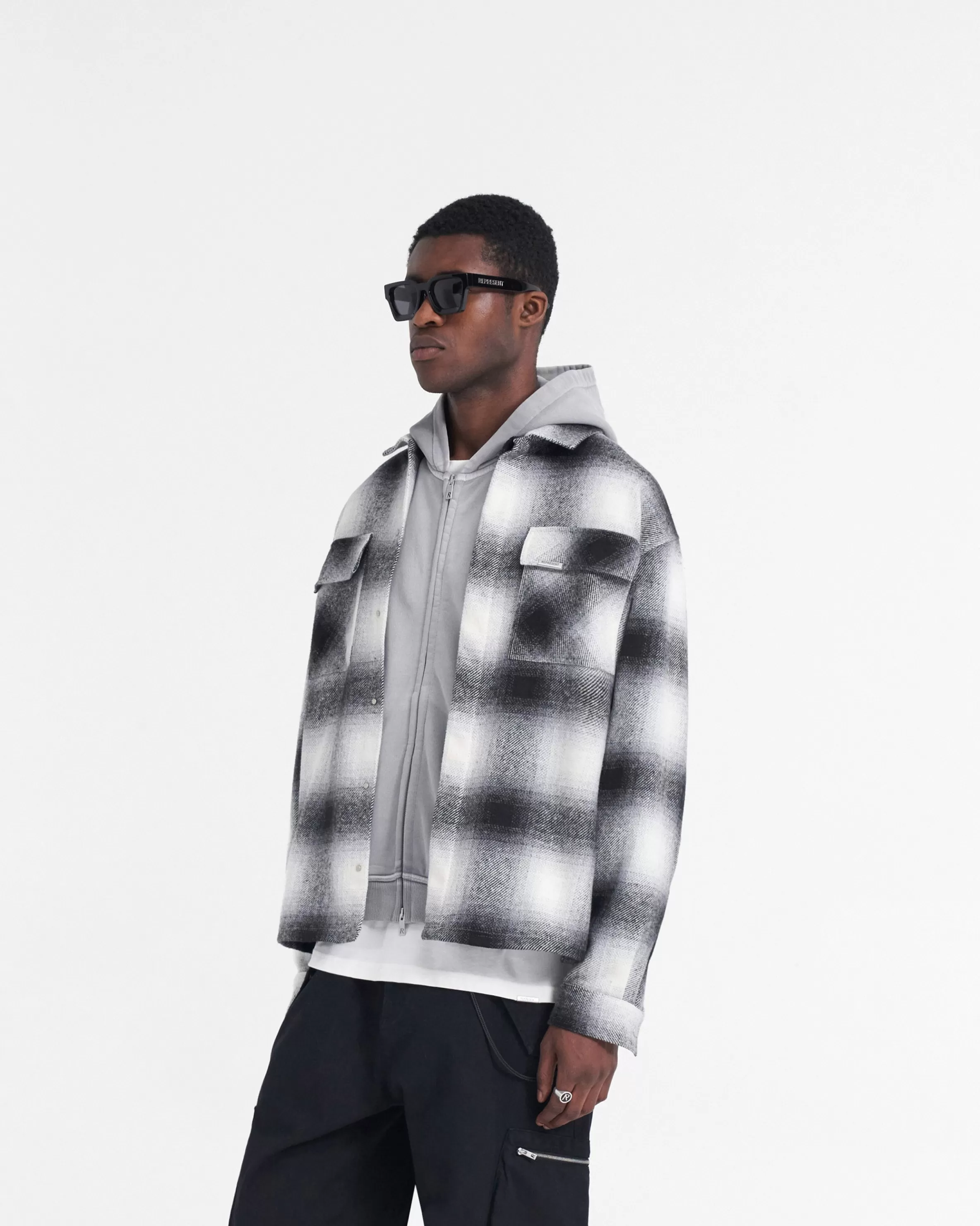 spirits_of_summer_flannel_shirt__black_white_3.webp Spirits Of Summer Flannel Shirt - Black White^Represent Store